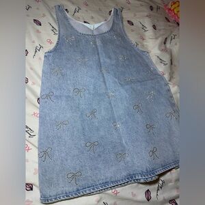 H&M Light Blue Denim Dress with Rhinestone Bows